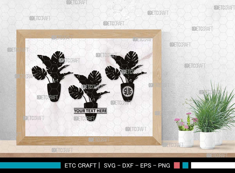 Monstera Monogram Monstera Monogram, Monstera Silhouette, Monstera SVG, Tropical Leaves ...