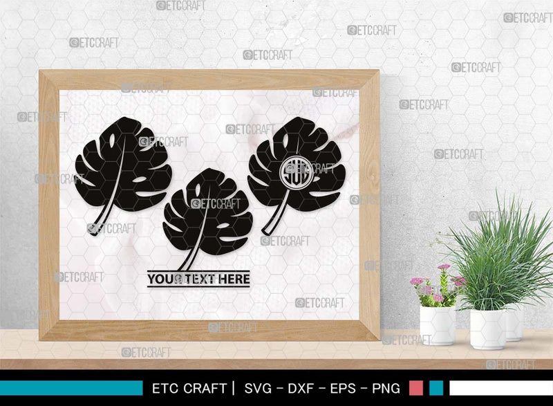 Monstera Monogram Monstera Monogram, Monstera Silhouette, Monstera SVG, Tropical Leaves ...