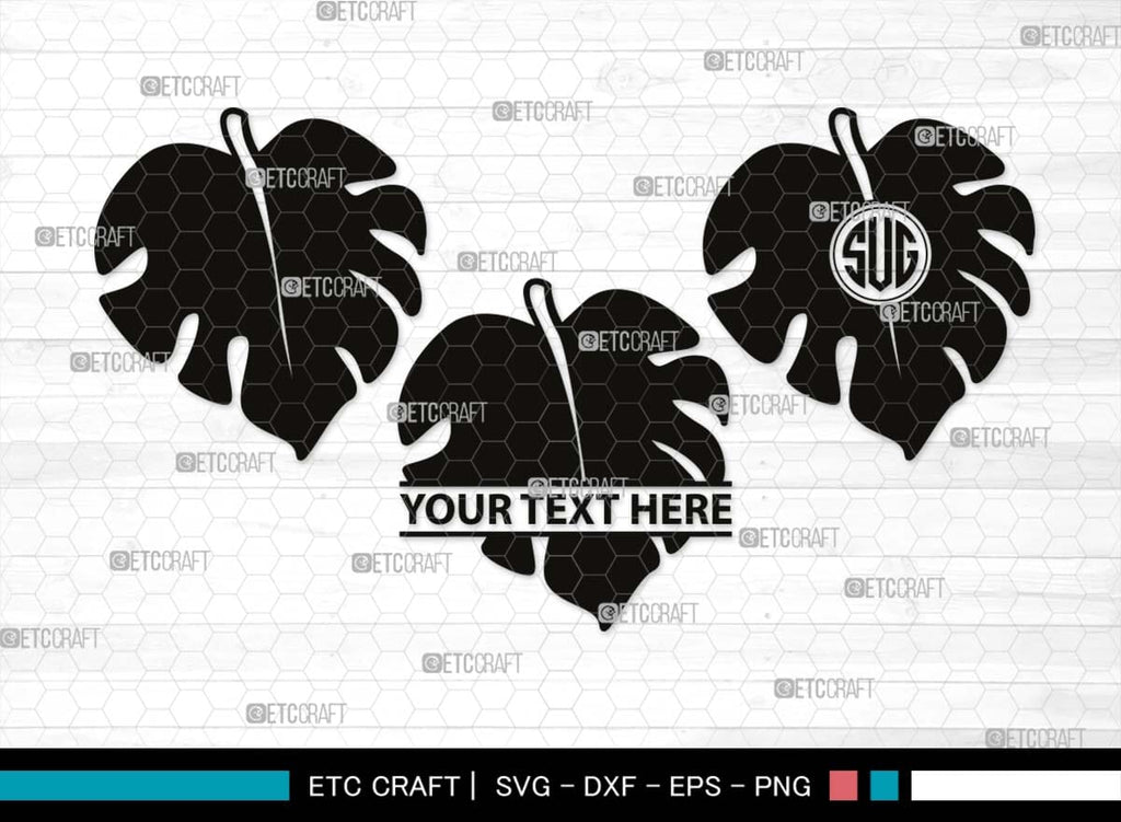 Monstera Monogram, Monstera Silhouette, Monstera SVG, Tropical Leaves ...