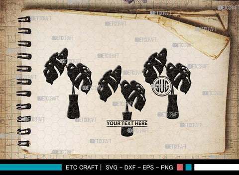 Monstera Monogram, Monstera Silhouette, Monstera SVG, Tropical Leaves Svg, Monstera Plant Svg, Monstera In A Pot Svg, Palm Leaf Svg, SB00510 SVG ETC Craft 