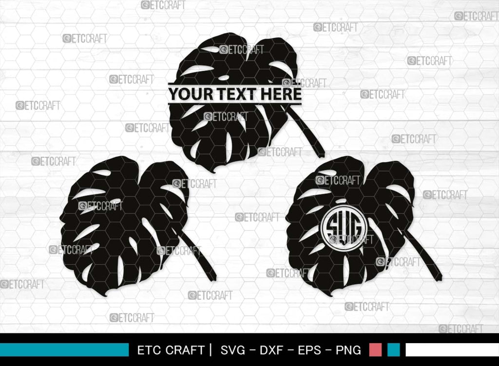 Monstera Monogram, Monstera Silhouette, Monstera SVG, Tropical Leaves ...