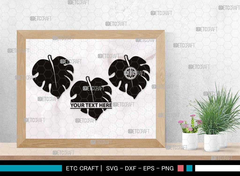 Monstera Monogram, Monstera Silhouette, Monstera SVG, Tropical Leaves ...