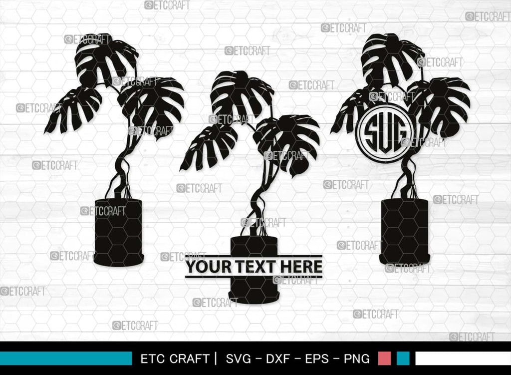 Monstera Monogram Monstera Monogram, Monstera Silhouette, Monstera SVG, Tropical Leaves ...