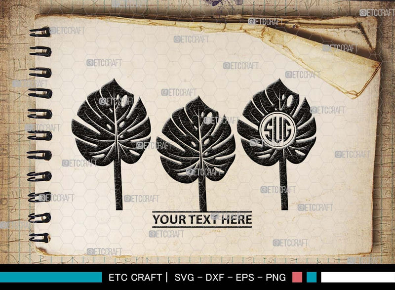 Monstera Monogram Monstera Monogram, Monstera Silhouette, Monstera SVG, Tropical Leaves ...