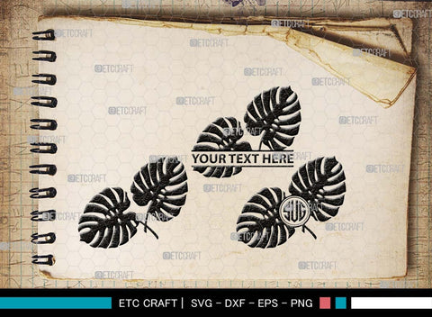 Monstera Monogram, Monstera Silhouette, Monstera SVG, Tropical Leaves Svg, Monstera Plant Svg, Monstera In A Pot Svg, Palm Leaf Svg, SB00510 SVG ETC Craft 