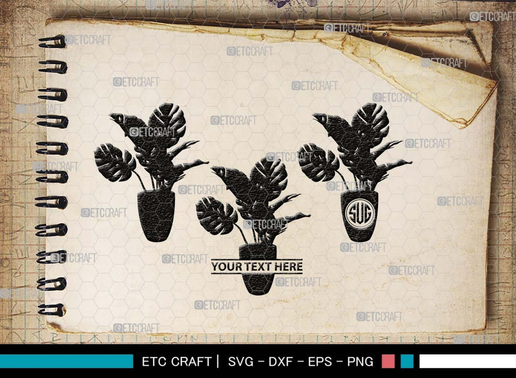 Monstera Monogram Monstera Monogram, Monstera Silhouette, Monstera SVG, Tropical Leaves ...