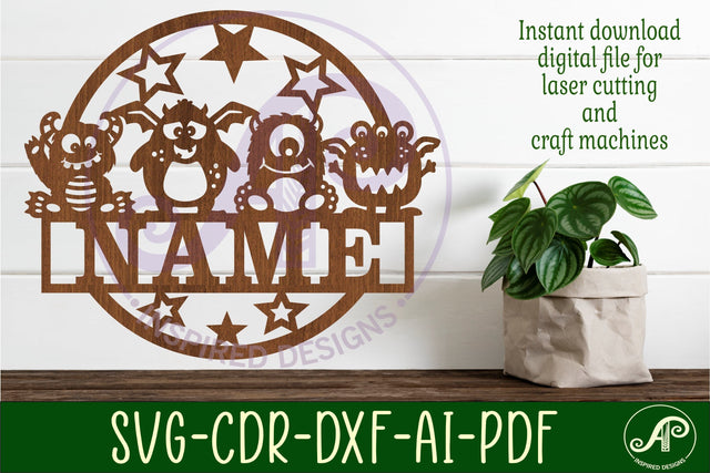 Monsters name sign svg laser SVG APInspireddesigns 