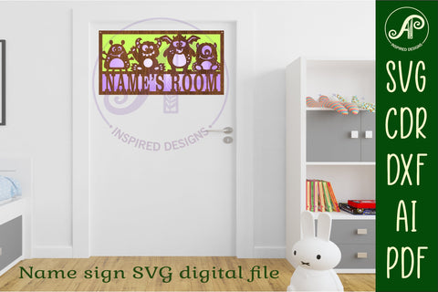 Monsters scene name sign SVG 3 layer laser cut SVG APInspireddesigns 