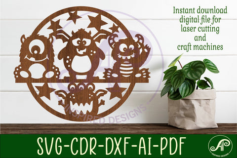 Monsters wall art sign, SVG file. vector file SVG APInspireddesigns 