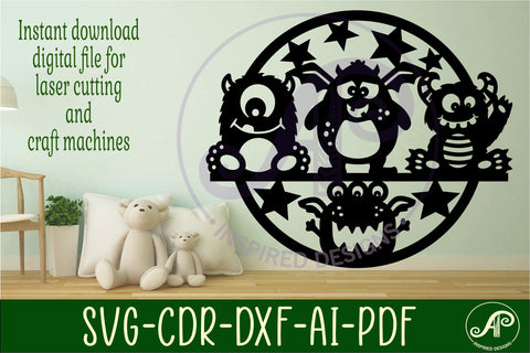 Monsters wall art sign, SVG file. vector file SVG APInspireddesigns 