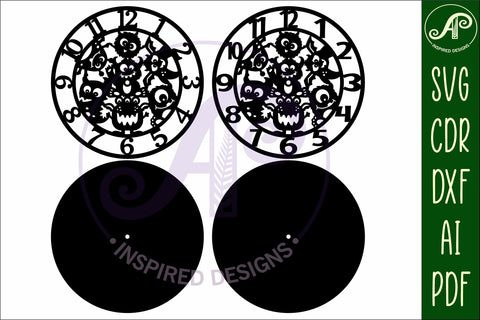 Monsters wall clock laser cut files, SVG file. vector SVG APInspireddesigns 