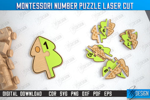 Montessori Number Puzzle Bundle | Educational Game | Montessori Toy | CNC Files SVG Fly Design 