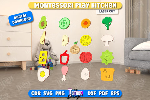 Montessori Play Kitchen Laser Cut | Toy Kitchen | Mini Kitchen | Game for Kid | CNC File SVG The T Store Design 