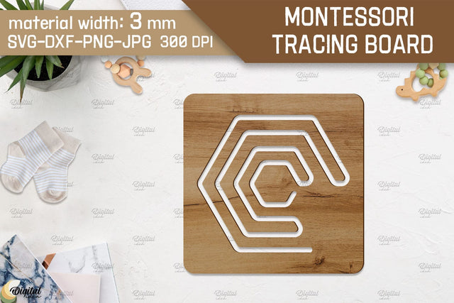 Montessori Tracing Board Laser Cut. Educational SVG SVG Evgenyia Guschina 