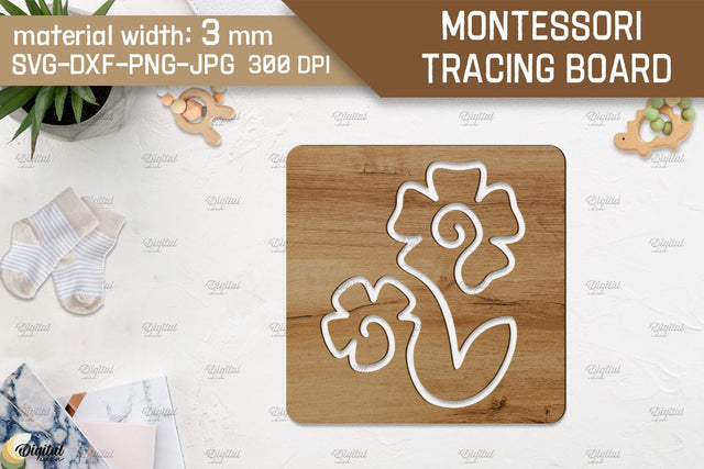Montessori Tracing Board Laser Cut. Educational SVG SVG Evgenyia Guschina 