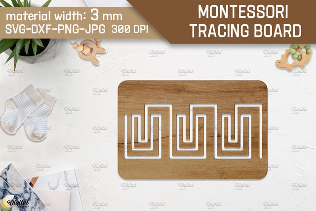 Montessori Tracing Board Laser Cut. Educational Toy SVG SVG Evgenyia Guschina 