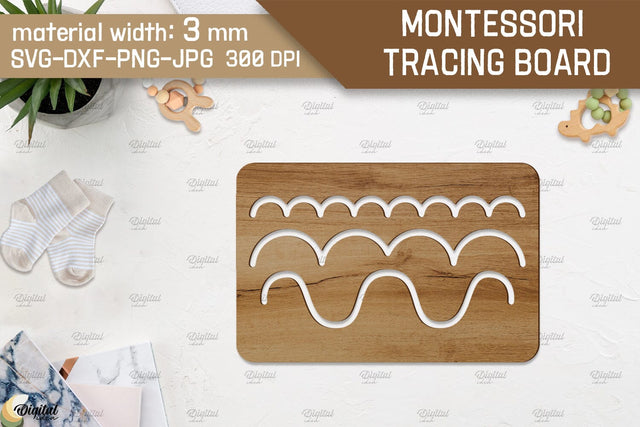Montessori Tracing Board Laser Cut. Educational Toy SVG SVG Evgenyia Guschina 