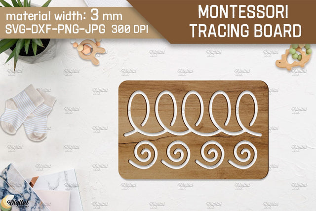 Montessori Tracing Board Laser Cut. Educational Toy SVG SVG Evgenyia Guschina 