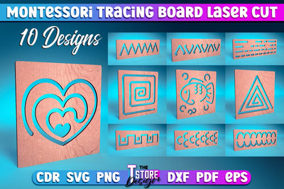 Montessori Trancing Board | Trancing Board Laser Cut Design | CNC File v.1 SVG The T Store Design 