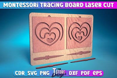 Montessori Trancing Board | Trancing Board Laser Cut Design | CNC File v.2 SVG The T Store Design 