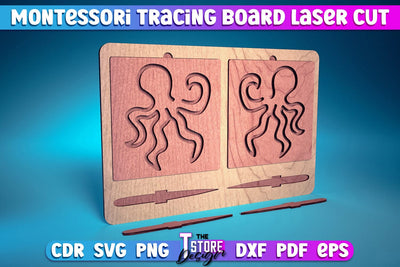Montessori Trancing Board | Trancing Board Laser Cut Design | CNC File v.2 SVG The T Store Design 