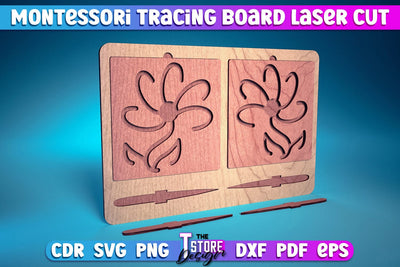 Montessori Trancing Board | Trancing Board Laser Cut Design | CNC File v.2 SVG The T Store Design 