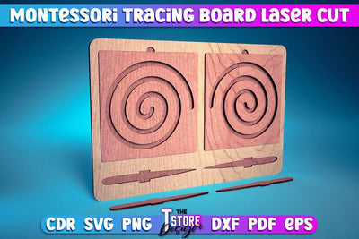 Montessori Trancing Board | Trancing Board Laser Cut Design | CNC File v.2 SVG The T Store Design 