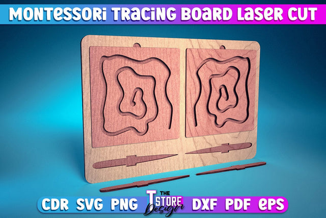 Montessori Trancing Board | Trancing Board Laser Cut Design | CNC File v.2 SVG The T Store Design 