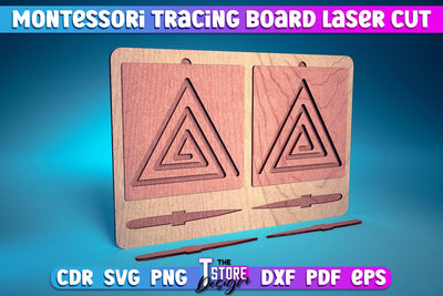 Montessori Trancing Board | Trancing Board Laser Cut Design | CNC File v.2 SVG The T Store Design 