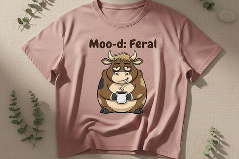 Moo-d Feral Cow Png, Funny Coffee Cow Png, Cute Sassy Cow Clipart, Sarcastic Farm Animal Design, Cow Sublimation Graphic SVG TiffsCraftyCreations 