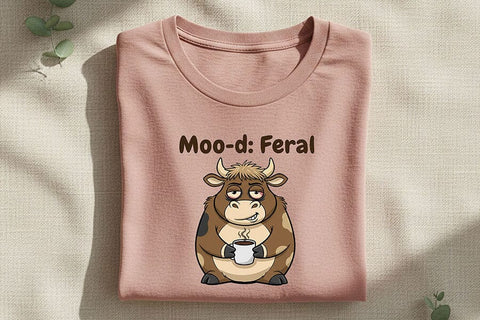 Moo-d Feral Cow Png, Funny Coffee Cow Png, Cute Sassy Cow Clipart, Sarcastic Farm Animal Design, Cow Sublimation Graphic SVG TiffsCraftyCreations 