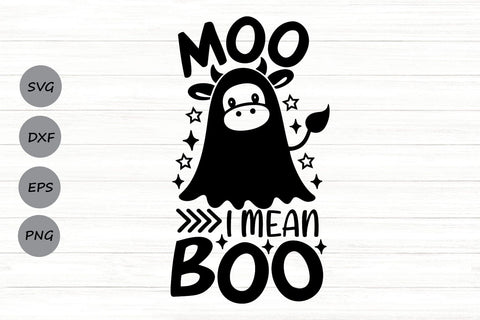 Moo I Mean Boo| Halloween Cow SVG Cutting Files. SVG CosmosFineArt 