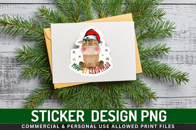 Moo ry christmas Sticker Design Sublimation Regulrcrative 