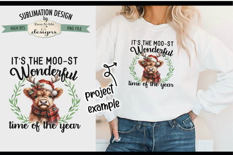 Moo-st Wonderful Time of the Year Highland Cow | PNG Design Sublimation Ewe-N-Me Designs 