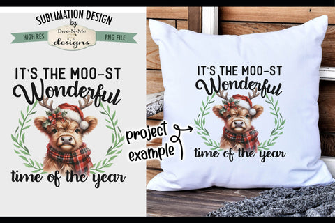 Moo-st Wonderful Time of the Year Highland Cow | PNG Design Sublimation Ewe-N-Me Designs 