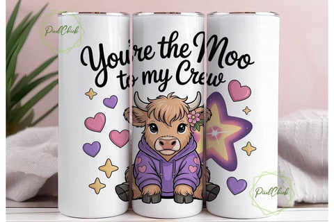 Moo to My Crew 20oz Tumbler Wrap Sublimation PixelChick 