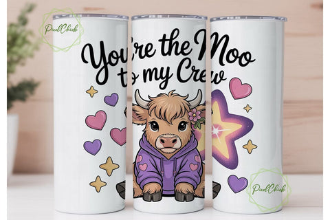 Moo to My Crew 20oz Tumbler Wrap Sublimation PixelChick 