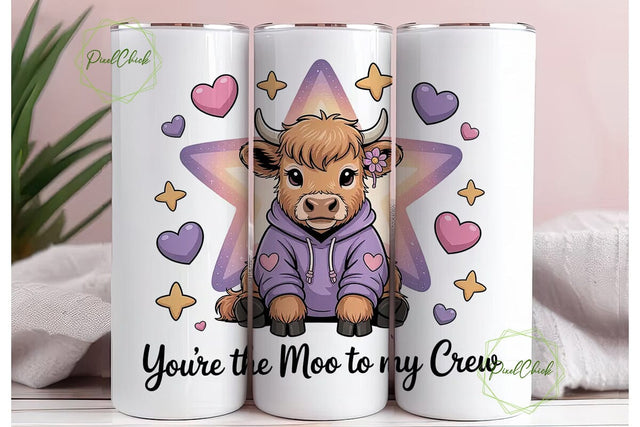 Moo to My Crew 20oz Tumbler Wrap Sublimation PixelChick 