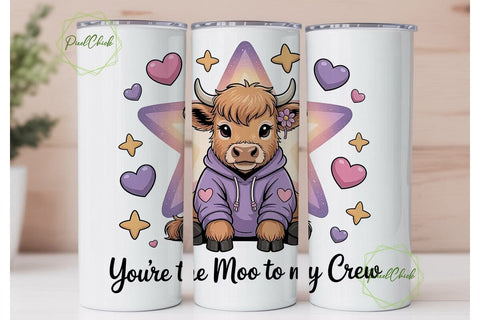 Moo to My Crew 20oz Tumbler Wrap Sublimation PixelChick 