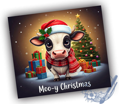 Moo-y Christmas Cow Tumbler Wrap, Christmas Cow Tumbler, Moo-y Christmas, 20oz Tumbler Wrap, Sublimation Design, Farm Animal Gift, Cute Holiday Drinkware, Funny Christmas Gift Sublimation ToriDesigns 