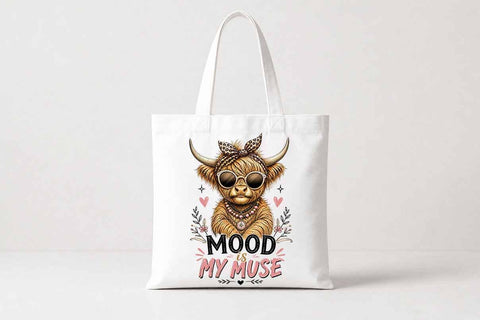 Mood Is My Muse Highland Cow PNG | Highland Cow Sublimation Design SVG BillahCrafts 