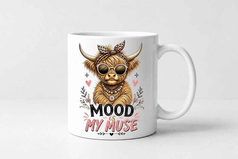 Mood Is My Muse Highland Cow PNG | Highland Cow Sublimation Design SVG BillahCrafts 
