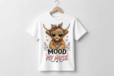 Mood Is My Muse Highland Cow PNG | Highland Cow Sublimation Design SVG BillahCrafts 