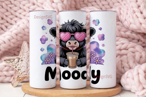 Moody Cow 20oz Tumbler Wrap Sublimation DesignSVG 