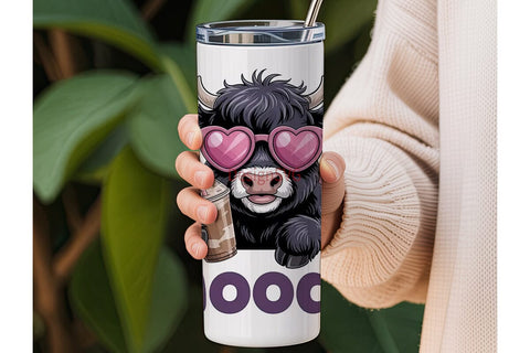 Moody Cow 20oz Tumbler Wrap Sublimation DesignSVG 