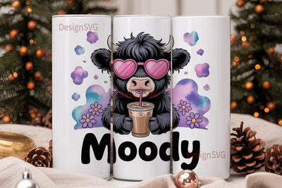 Moody Cow 20oz Tumbler Wrap Sublimation DesignSVG 