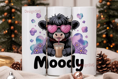 Moody Cow 20oz Tumbler Wrap Sublimation DesignSVG 