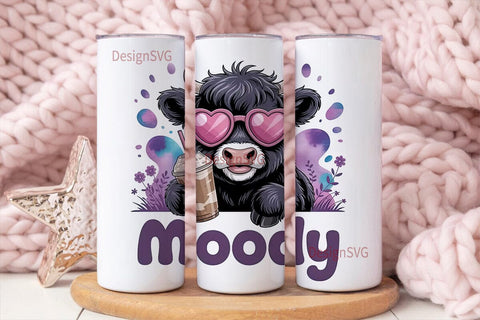 Moody Cow 20oz Tumbler Wrap Sublimation DesignSVG 