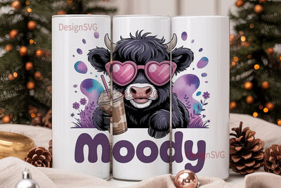 Moody Cow 20oz Tumbler Wrap Sublimation DesignSVG 