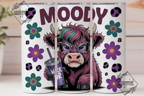 Moody Cow 20oz Tumbler Wrap Sublimation sassyprint 